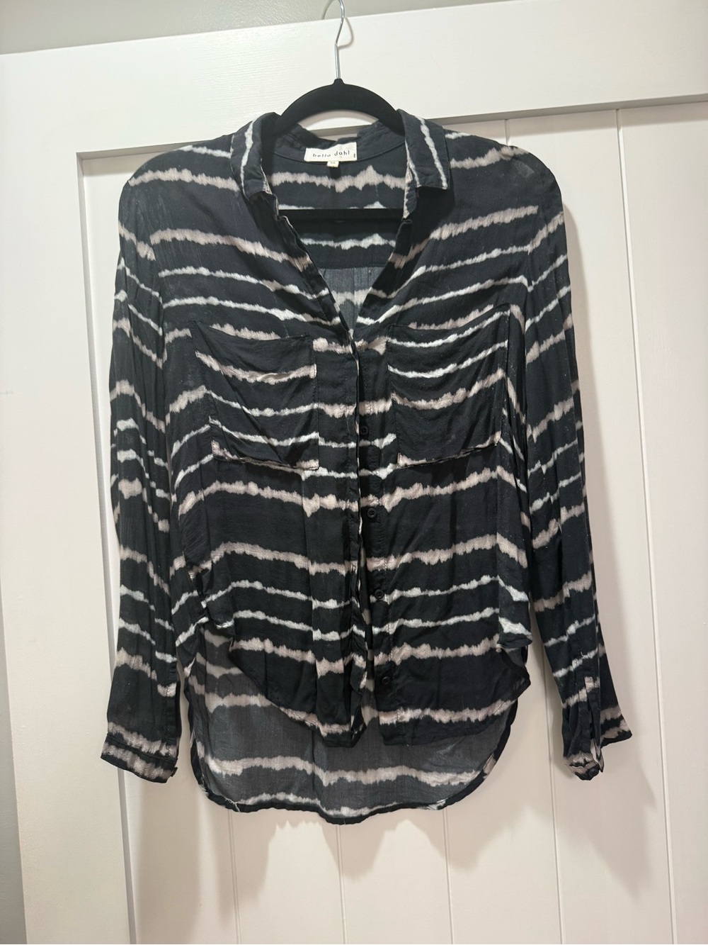 Bella Dahl Black & White Tie-Dye Button Down Shirt